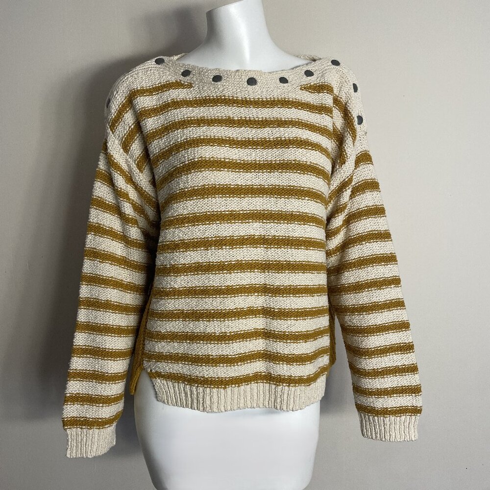 Moth Anthropologie Sweater Women Medium Striped Ribbed Side Chunky Knit Pullover